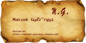 Matzek Györgyi névjegykártya